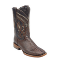 OSTRICH - Leg Print Leather Wide Square Toe