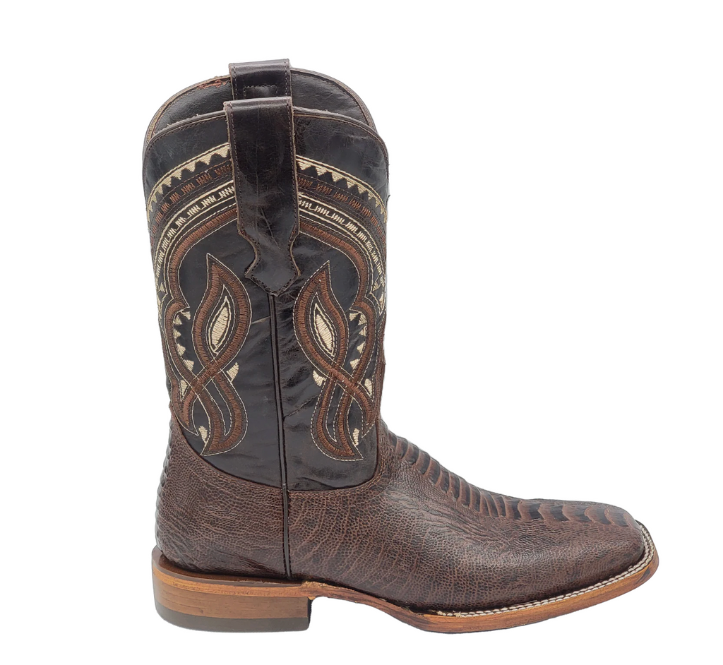 OSTRICH - Leg Print Leather Wide Square Toe