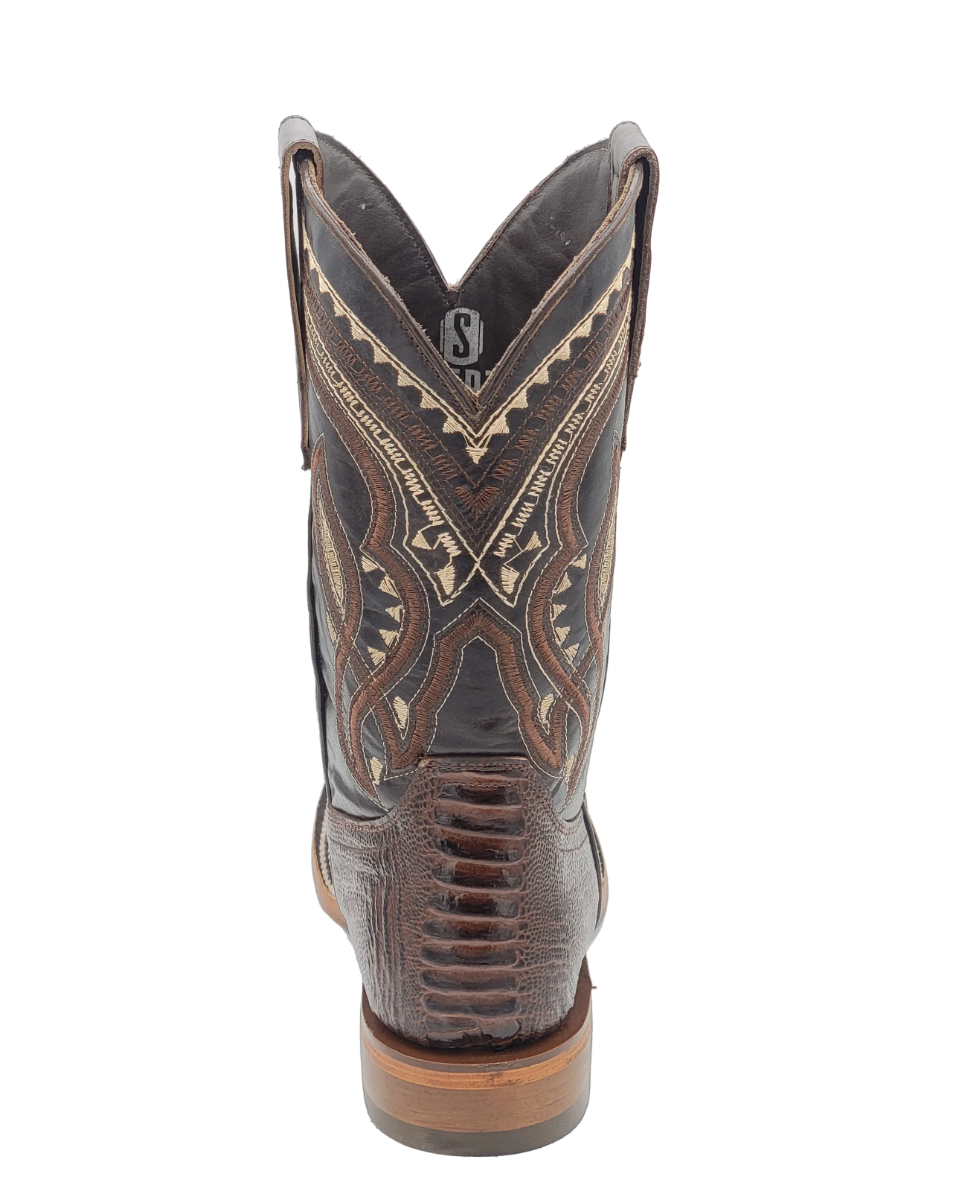 OSTRICH - Leg Print Leather Wide Square Toe