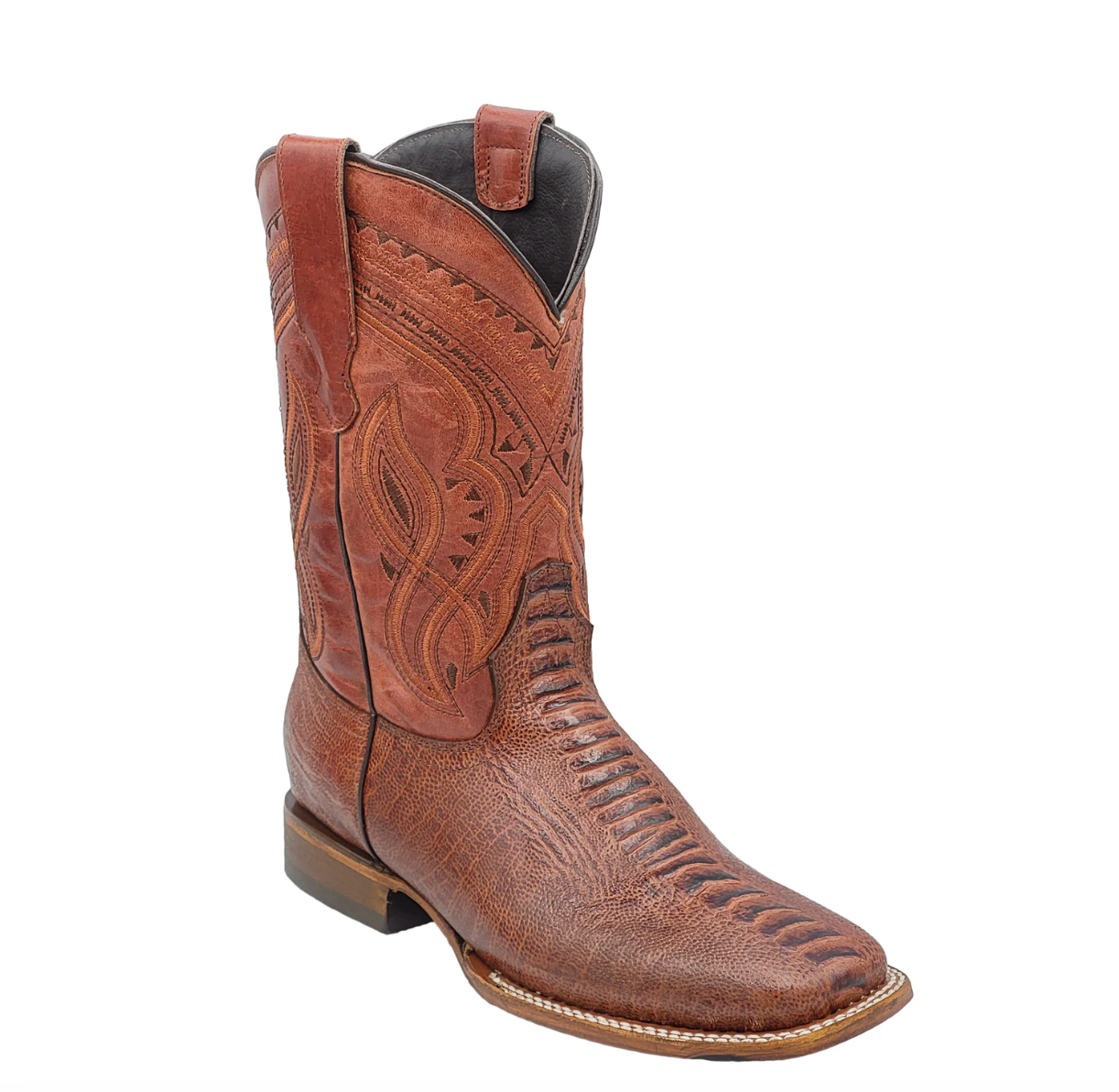 OSTRICH - Leg Print Leather Wide Square Toe