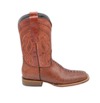 OSTRICH - Leg Print Leather Wide Square Toe