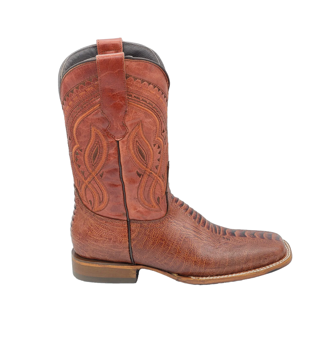 OSTRICH - Leg Print Leather Wide Square Toe