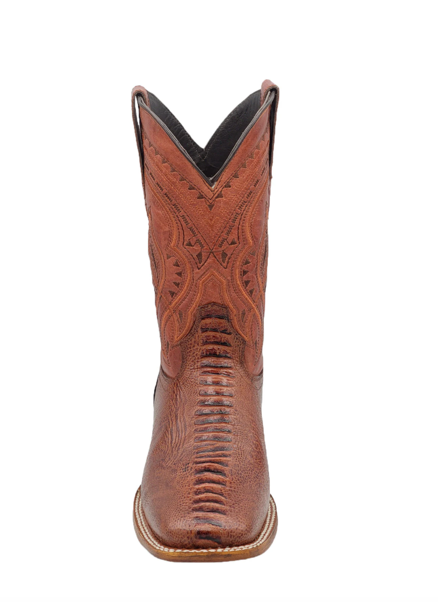 OSTRICH - Leg Print Leather Wide Square Toe