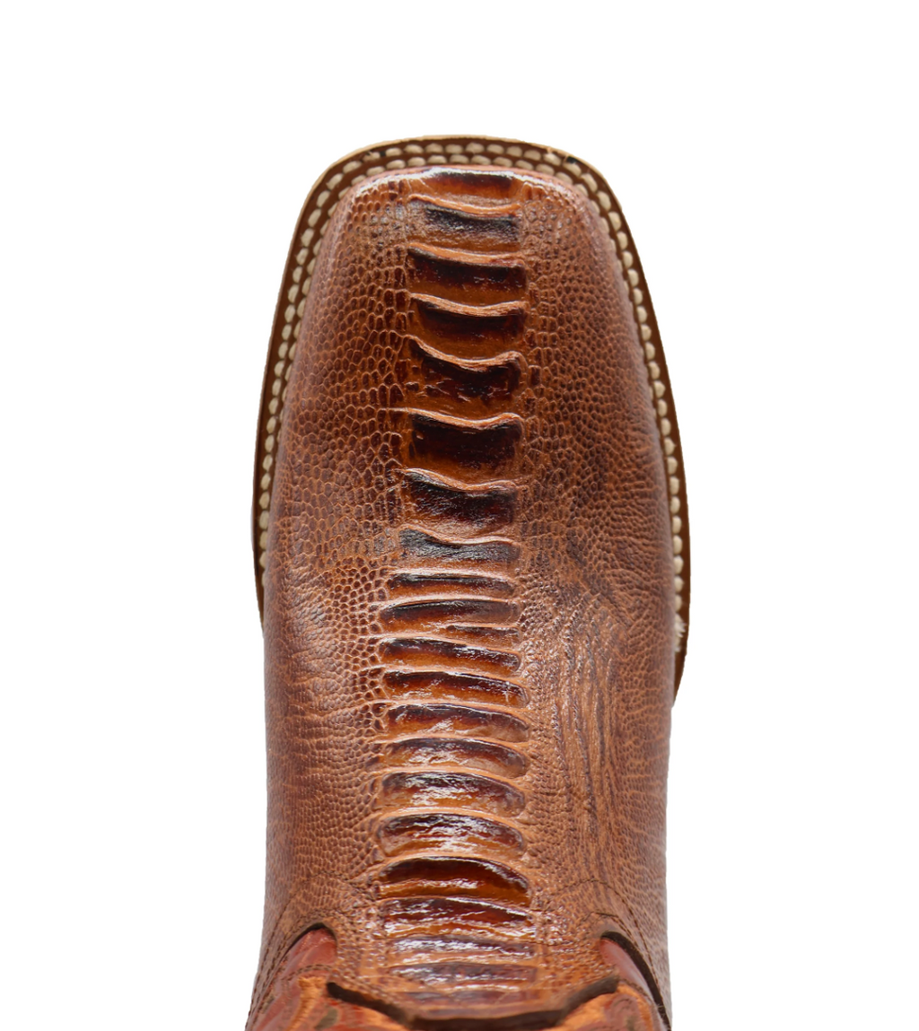 OSTRICH - Leg Print Leather Wide Square Toe