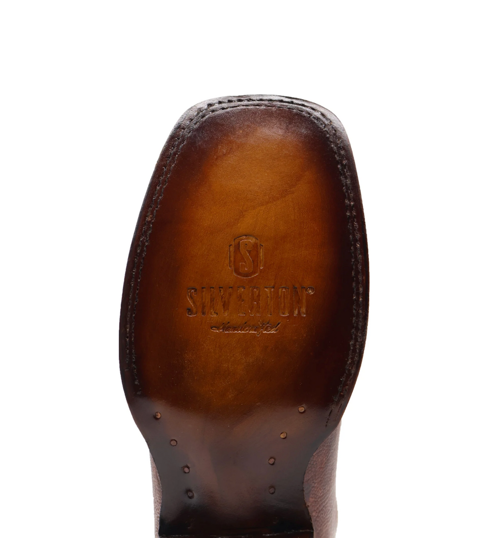 OSTRICH - Leg Print Leather Wide Square Toe