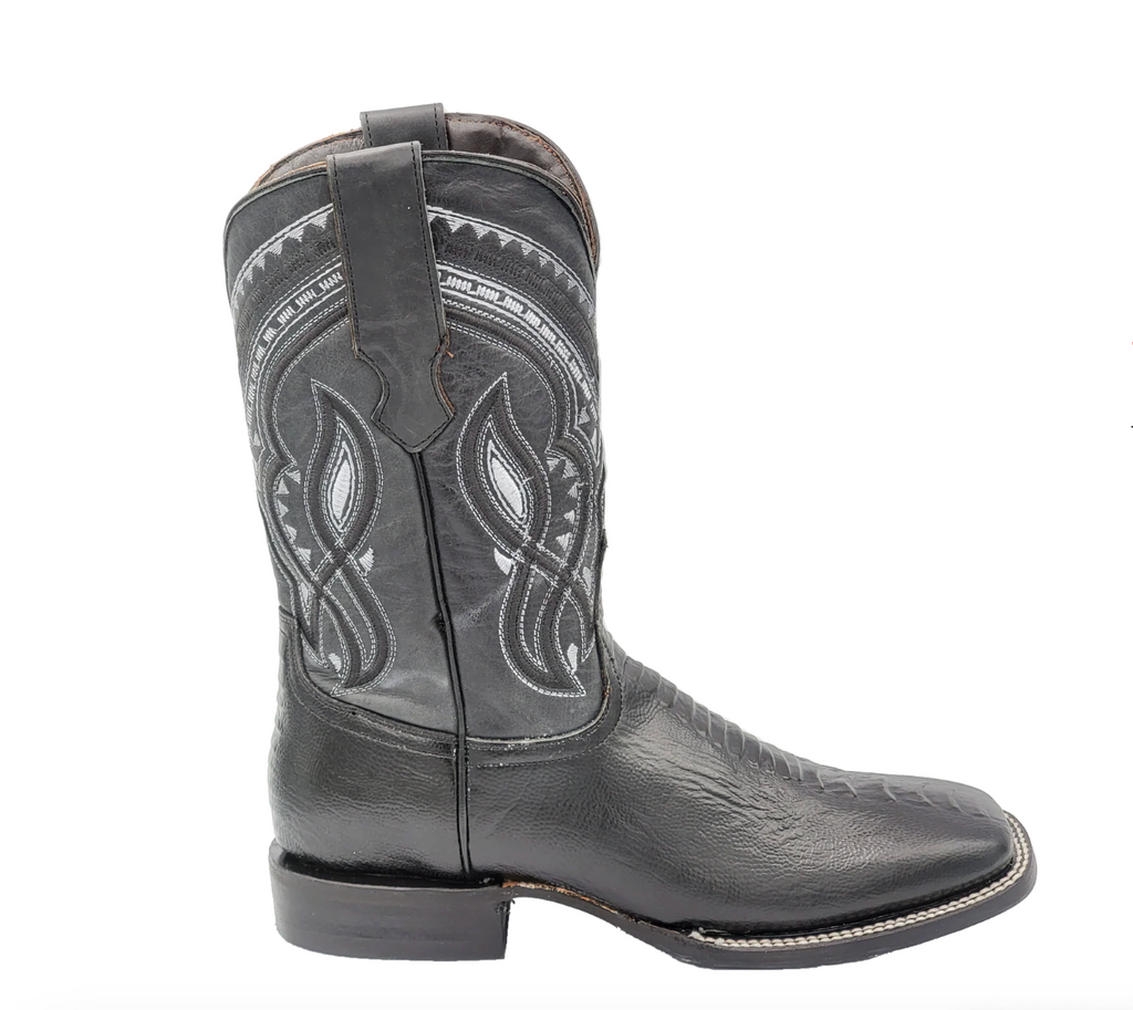 OSTRICH - Leg Print Leather Wide Square Toe
