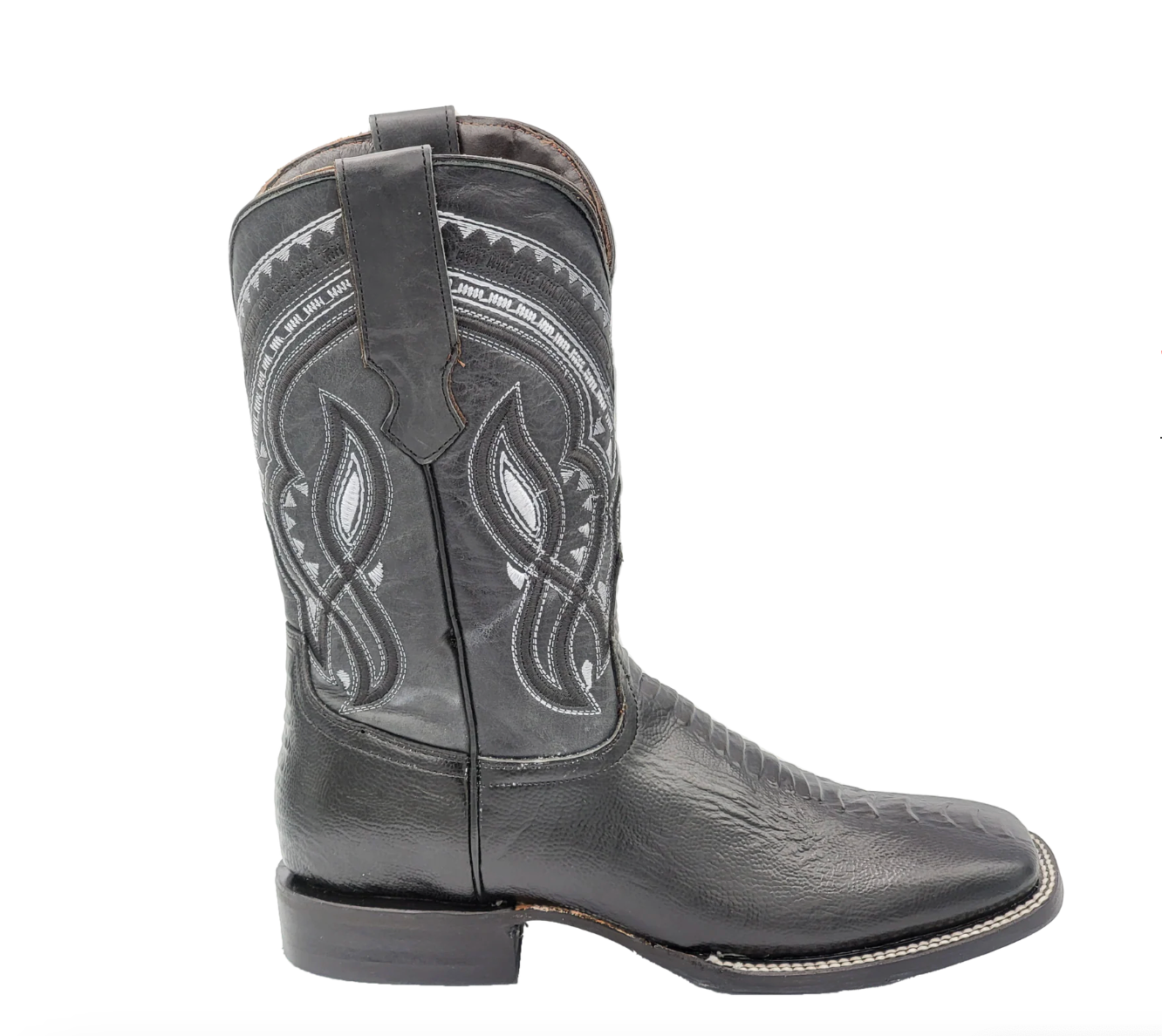 OSTRICH - Leg Print Leather Wide Square Toe